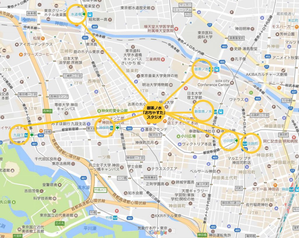 中央総武線 御茶ノ水 レンタルスタジオの周辺地図