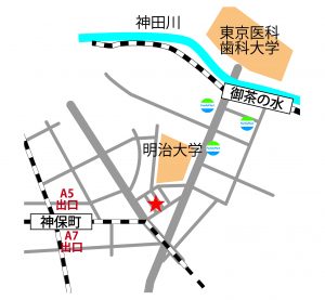 御茶ノ水・神保町のレンタルスタジオ おちゃすた の地図